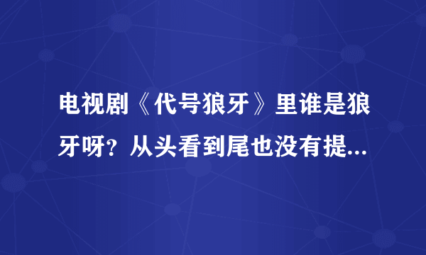 电视剧《代号狼牙》里谁是狼牙呀？从头看到尾也没有提到狼牙两个字啊