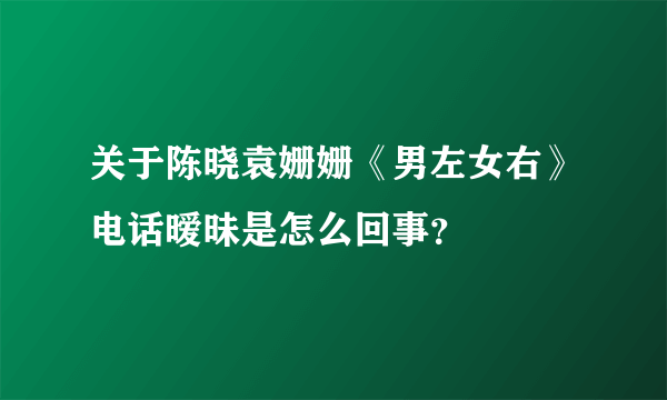 关于陈晓袁姗姗《男左女右》电话暧昧是怎么回事？