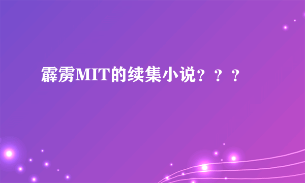 霹雳MIT的续集小说？？？