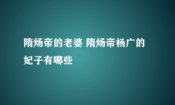 隋炀帝的老婆 隋炀帝杨广的妃子有哪些