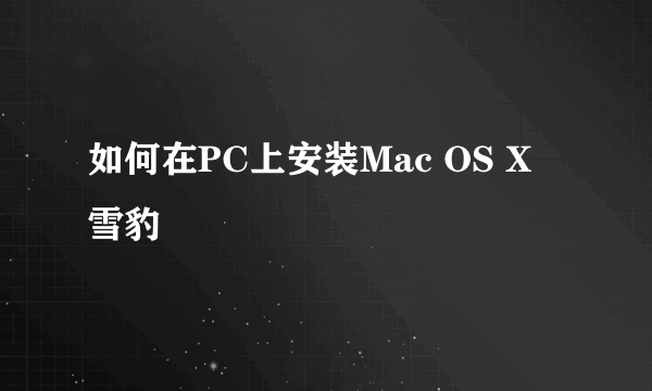 如何在PC上安装Mac OS X 雪豹