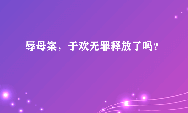 辱母案，于欢无罪释放了吗？