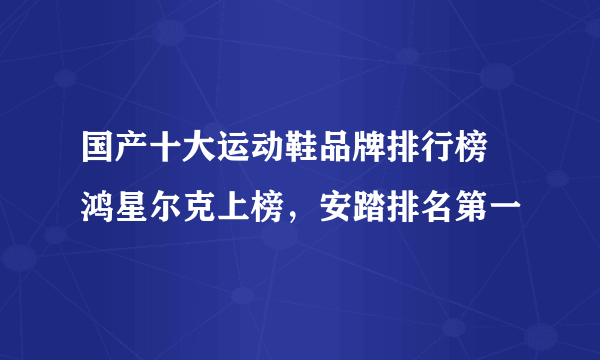 国产十大运动鞋品牌排行榜 鸿星尔克上榜，安踏排名第一