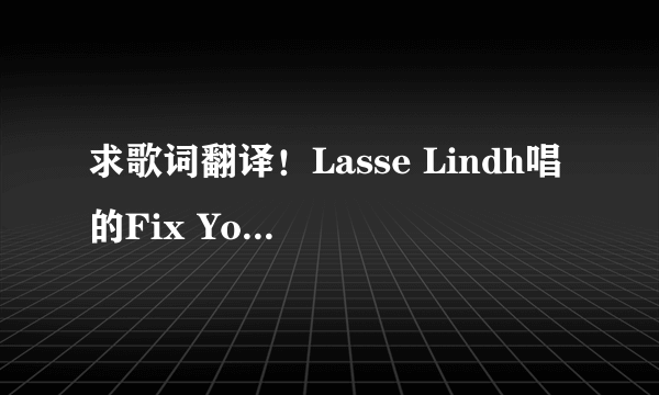 求歌词翻译！Lasse Lindh唱的Fix Your Heart