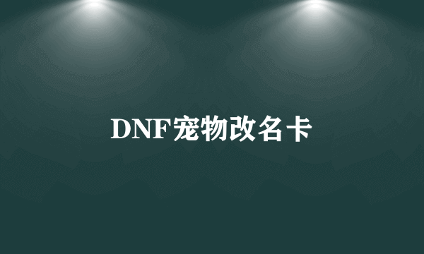 DNF宠物改名卡