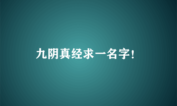 九阴真经求一名字！