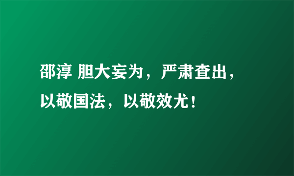 邵淳 胆大妄为，严肃查出，以敬国法，以敬效尤！