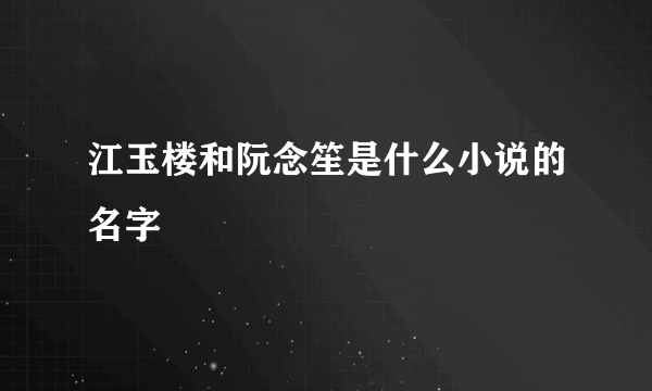 江玉楼和阮念笙是什么小说的名字