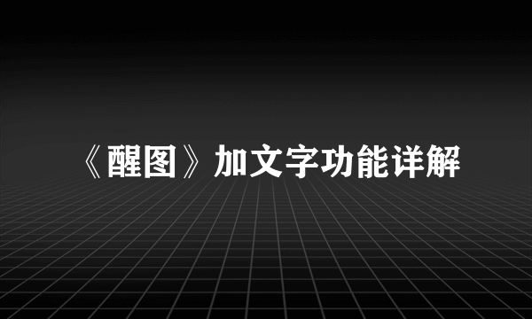 《醒图》加文字功能详解