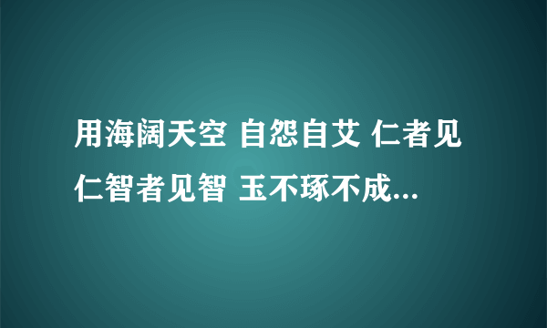 用海阔天空 自怨自艾 仁者见仁智者见智 玉不琢不成器人不学不知道 金玉其外败絮其中 造句