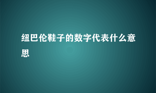 纽巴伦鞋子的数字代表什么意思