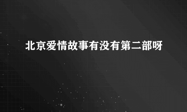 北京爱情故事有没有第二部呀