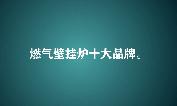 燃气壁挂炉十大品牌。