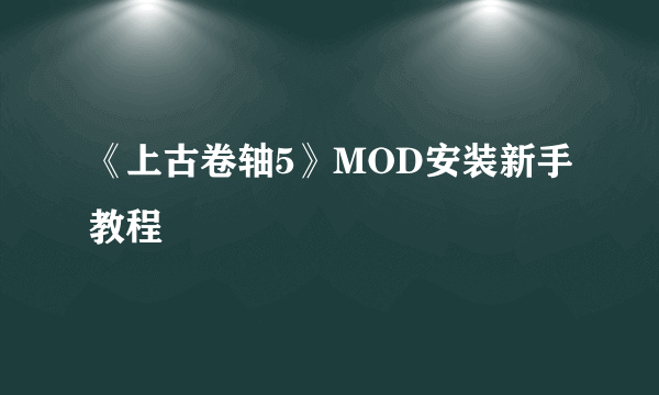 《上古卷轴5》MOD安装新手教程