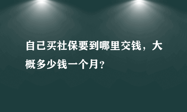 自己买社保要到哪里交钱，大概多少钱一个月？