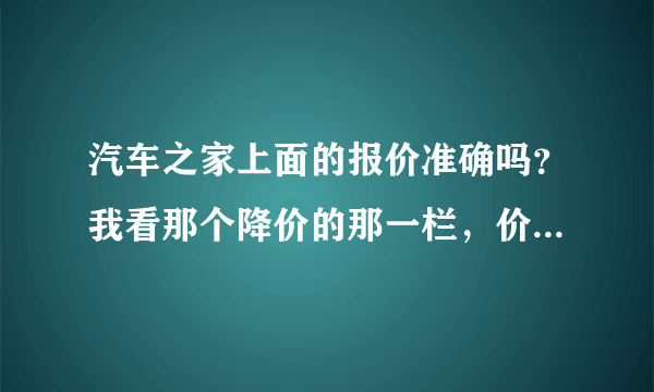 汽车之家上面的报价准确吗？我看那个降价的那一栏，价格很低啊！不知道是否真实？ thank you