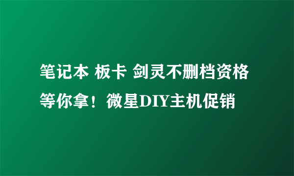 笔记本 板卡 剑灵不删档资格等你拿！微星DIY主机促销