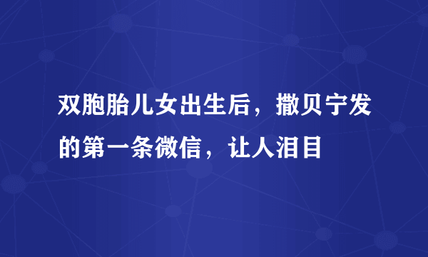 双胞胎儿女出生后，撒贝宁发的第一条微信，让人泪目