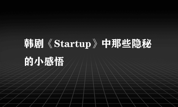 韩剧《Startup》中那些隐秘的小感悟