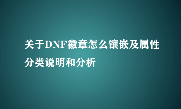 关于DNF徽章怎么镶嵌及属性分类说明和分析