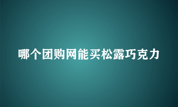 哪个团购网能买松露巧克力