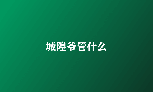 城隍爷管什么