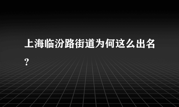 上海临汾路街道为何这么出名？