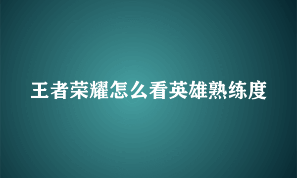 王者荣耀怎么看英雄熟练度