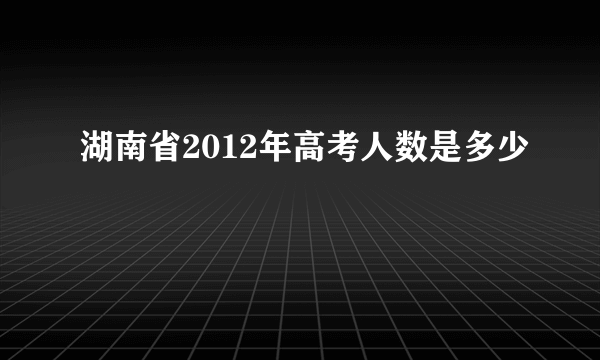 湖南省2012年高考人数是多少