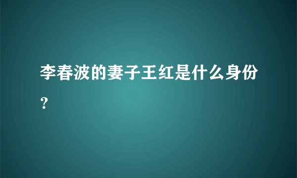 李春波的妻子王红是什么身份？