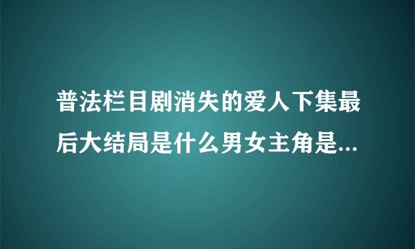 普法栏目剧消失的爱人下集最后大结局是什么男女主角是谁演的？