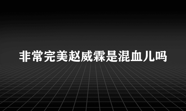 非常完美赵威霖是混血儿吗