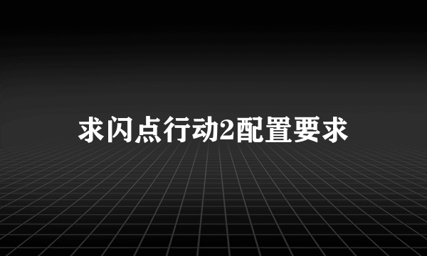 求闪点行动2配置要求