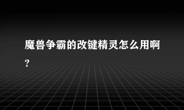 魔兽争霸的改键精灵怎么用啊?