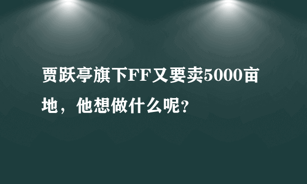 贾跃亭旗下FF又要卖5000亩地，他想做什么呢？