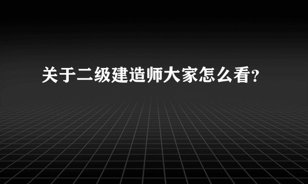 关于二级建造师大家怎么看？