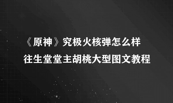 《原神》究极火核弹怎么样 往生堂堂主胡桃大型图文教程