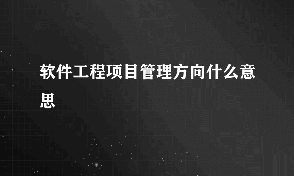 软件工程项目管理方向什么意思