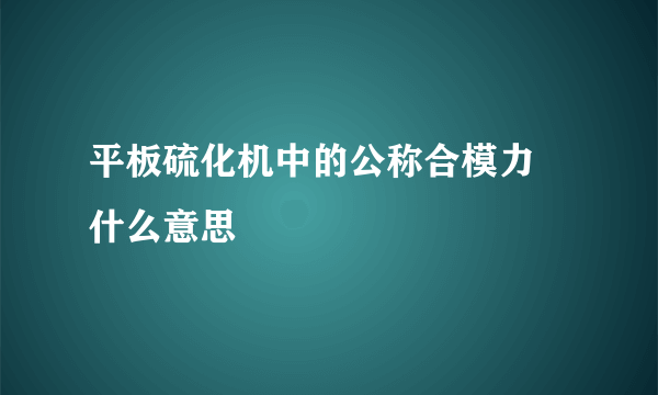 平板硫化机中的公称合模力 什么意思