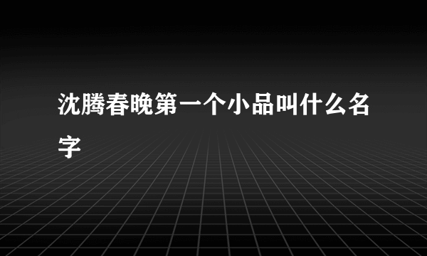 沈腾春晚第一个小品叫什么名字