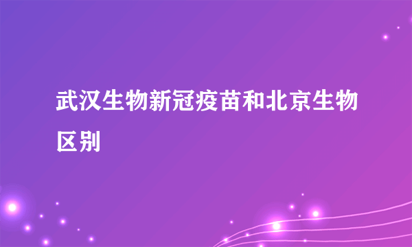 武汉生物新冠疫苗和北京生物区别