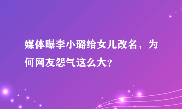 媒体曝李小璐给女儿改名，为何网友怨气这么大？