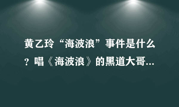 黄乙玲“海波浪”事件是什么？唱《海波浪》的黑道大哥资料介绍_飞外网