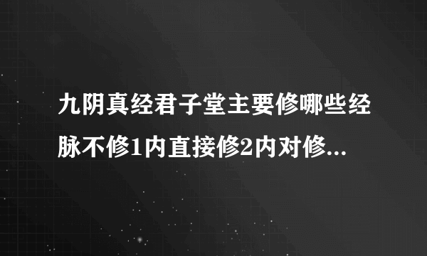 九阴真经君子堂主要修哪些经脉不修1内直接修2内对修炼经脉有没影响??求大神指点