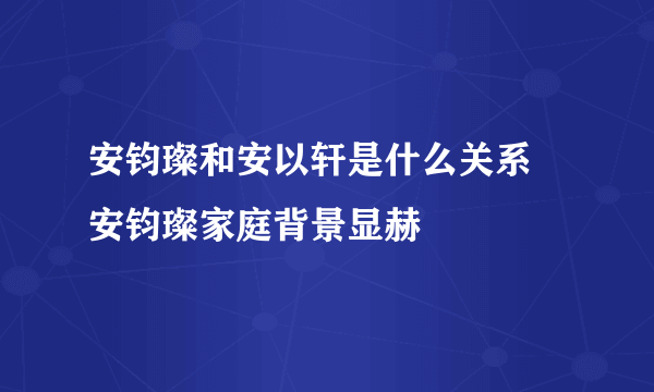 安钧璨和安以轩是什么关系 安钧璨家庭背景显赫