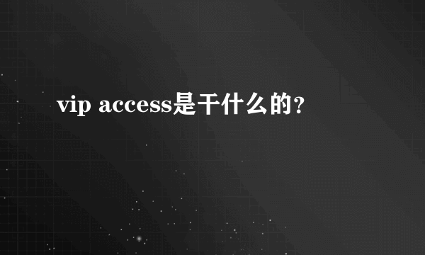 vip access是干什么的？