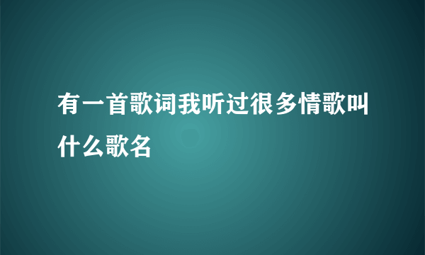 有一首歌词我听过很多情歌叫什么歌名