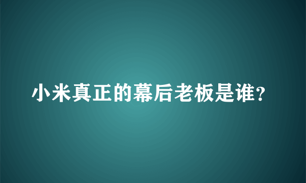 小米真正的幕后老板是谁？