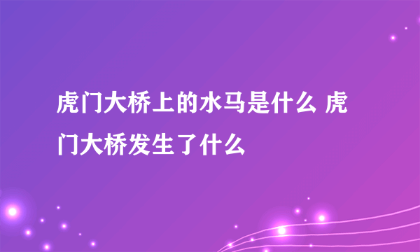 虎门大桥上的水马是什么 虎门大桥发生了什么