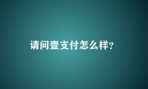 请问壹支付怎么样？